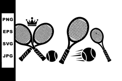 Tennis Rackets and Balls Crown Symbol Vector Design Product Image 1