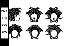 Medusa Head Vector Set with Snake Hair Silhouettes Product Image 1