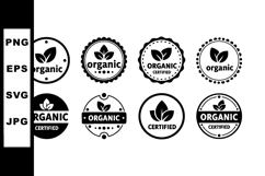 Organic Certified Badge Icons with Leaf Symbols Product Image 1