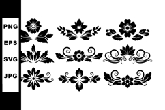 Decorative Floral Design Elements with Leaves and Petals Product Image 1
