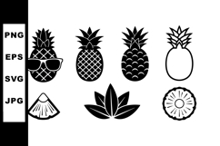 Pineapple Vector Icons Set with Sunglasses and Leaves Product Image 1