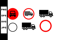 Red and Black Truck and Car Prohibition Signs Vector Set Product Image 1
