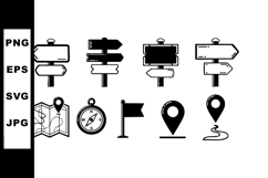 Directional Signs Map Compass Flag Location Markers Vector Product Image 1