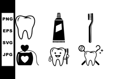 Dental Care Icons Toothpaste Toothbrush Vector Set Product Image 1