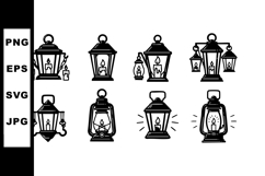 Vintage Lantern Collection Vector Icons with Candle and Oil Product Image 1