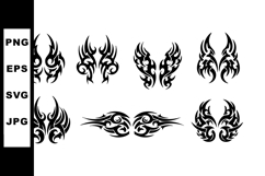 Tribal Flame Tattoo Designs with Symmetrical Black Ink Patte Product Image 1