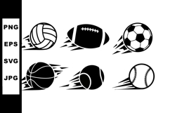 Flying Sports Balls Vector Icons Set Product Image 1