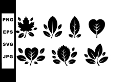 Seven Black Leaf Silhouettes for Nature Design Product Image 1