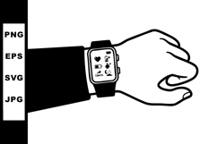 Smartwatch on Wrist with Heart Rate and Message Icons Vector Product Image 1