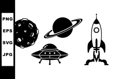 Space Vector Set with Moon, Rocket, and Spaceship Product Image 1
