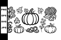 Pumpkin and Autumn Leaves Decorative Vector Design Product Image 1