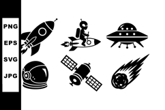 Space Exploration Icons Vector Set with Rocket and Alien Product Image 1