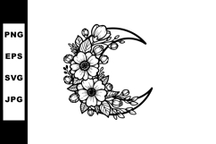 Elegant Crescent Moon with Floral Vector Design Product Image 1