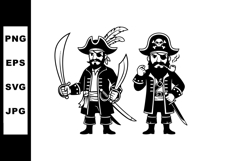 Pirate Characters with Swords and Hats Vector Product Image 1