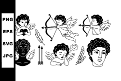 Cupid Angels with Bows and Classical Busts Vector Set for Va Product Image 1