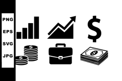 Business Finance Icons Set with Growth Chart and Money Symbo Product Image 1