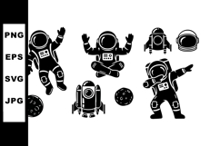 Astronaut Silhouette Vector Set with Floating Spaceman Product Image 1