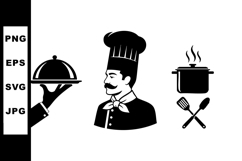 Chef with Cooking Pot and Serving Tray Vector Illustration B Product Image 1