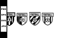 Football Badge Icons with Soccer Ball and Shield Vector Product Image 1