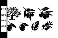 Olive Tree and Branch Vector Icons Silhouette Product Image 1