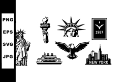 Statue of Liberty NYC Symbols Vector Set Product Image 1