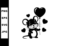Cute Cartoon Mouse Holding Heart Balloon Vector Product Image 1