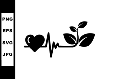 Heartbeat Plant Growth Concept with Pulse Line Vector Illust Product Image 1