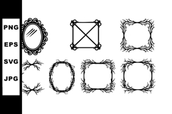 Hand-drawn Decorative Frames and Vintage Mirrors Vector Set Product Image 1