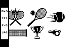Tennis Equipment Vector Set with Rackets and Trophy Product Image 1