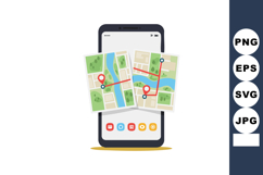 Smartphone with Navigation Maps Showing Route and Location P Product Image 1