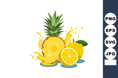 Pineapple and lemon fruit fresh splash vector illustration i Product Image 1