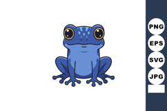 Blue cartoon frog with big eyes sitting facing front in vect Product Image 1