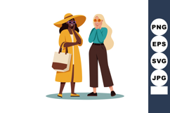 Two fashionable women wearing sunglasses and stylish casual Product Image 1