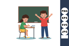 Children learning in classroom with boy standing happily and Product Image 1