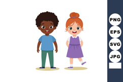 Two happy children standing together smiling boy and girl ca Product Image 1