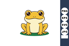 Yellow frog cartoon sitting on green patch vector illustrati Product Image 1