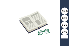 Open book with reading glasses simple vector design for educ Product Image 1