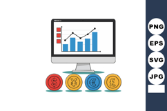 Computer screen displaying financial graph with dollar yen e Product Image 1