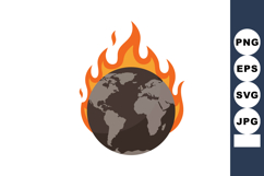 Earth globe burning with orange flames vector symbolizing gl Product Image 1