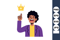 Vector illustration of confident young man pointing at float Product Image 1