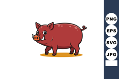 Red Cartoon Pig Vector Illustration with Cute Expression and Product Image 1