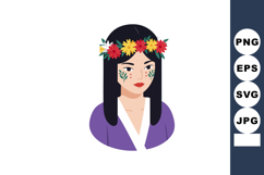 Woman with flower crown and leaf face paint wearing purple b Product Image 1