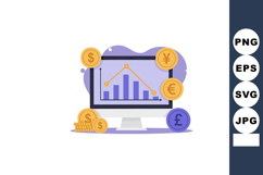 Financial analysis concept with currency symbols and compute Product Image 1