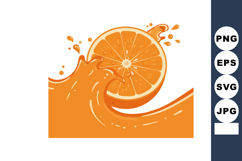 Orange fruit splash with vibrant juice wave vector illustrat Product Image 1