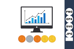Financial growth chart with currency coins and rising bar gr Product Image 1