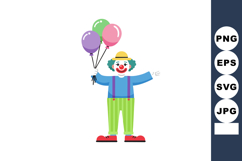 Clown holding colorful balloons with green pants and red sho Product Image 1