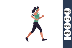 Woman jogging with headphones and fitness tracker in sporty Product Image 1