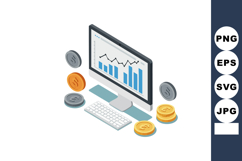 Digital finance concept with computer display showing analyt Product Image 1