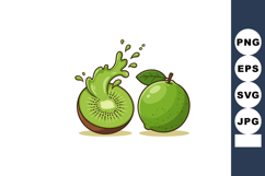 Kiwi fruit with splash of juice fresh green tropical fruit v Product Image 1