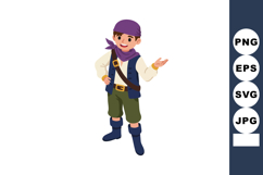Young boy dressed as pirate with purple bandana and vest pre Product Image 1
